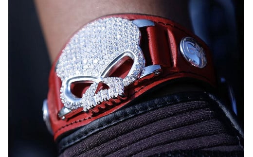 ブレスレット Go-Guts スカルモチーフ SV925 キュービック 【gg001-sv】 [オーダーメイドジュエリーメイ 山梨県 韮崎市 20743570] アクセ 腕輪 ブッテーロ 革