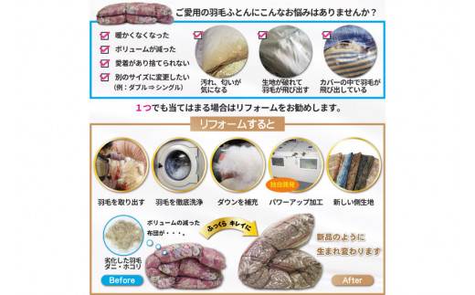 リフレッシュ 羽毛布団 掛け布団 シングル リフォーム  クリーニング 布団洗浄 仕立て直し デラックス 【ホワイトダックダウン90％ 80サテン超長綿 青 柄おまかせ】 布団打ち直し 布団リフォーム リフレッシュサービス 布団 羽毛 ふとん ダウン ダウンケット 羽毛ぶとん 打ち直し 抗菌防臭 [川村羽毛  山梨県 韮崎市 20743590]