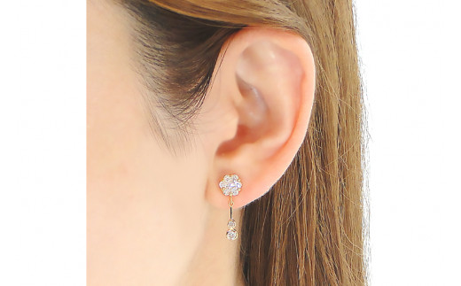 ピアス K18YG イエローゴールド ダイヤモンド 【0.9ct】フラワー 花 揺れるピアス 振り子 スタッドピアス【f232-k18yg】 [株式会社オーダーメイドジュエリーメイ 山梨県 韮崎市 20743766] ピアス アクセサリー アクセ ジュエリー