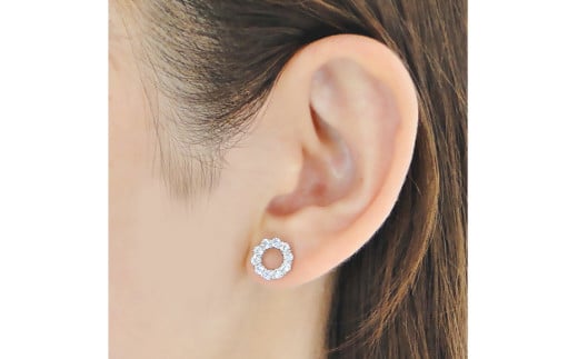 ピアス PT900 プラチナ ダイヤ 0.8ct サークル ラウンドモチーフ スタッドピアス【f208-pt】 [株式会社オーダーメイドジュエリーメイ 山梨県 韮崎市 20743775] アクセサリー アクセ ジュエリー ダイヤモンド