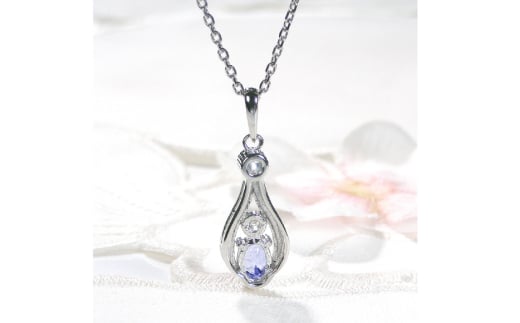 ペンダント ネックレス PT900 プラチナ 0.17ct ダイヤモンド タンザナイト しずく つゆ型 ミル アンティーク誕生石 大粒 ジュエリー 【f253-pt-ta】 [オーダーメイドジュエリーメイ 山梨県 韮崎市 20745065]