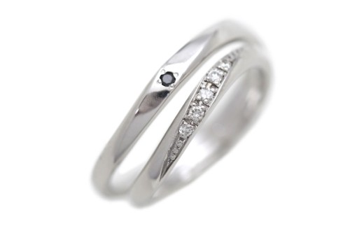 指輪 結婚指輪 ペアリング PT100 プラチナ10％ ダイヤ 0.05ct ブラックダイヤ 0.01ct マリッジリング リング アクセサリー ジュエリー アクセ 【232-pt100s】 [オーダーメイドジュエリーメイ 山梨県 韮崎市 20745199]