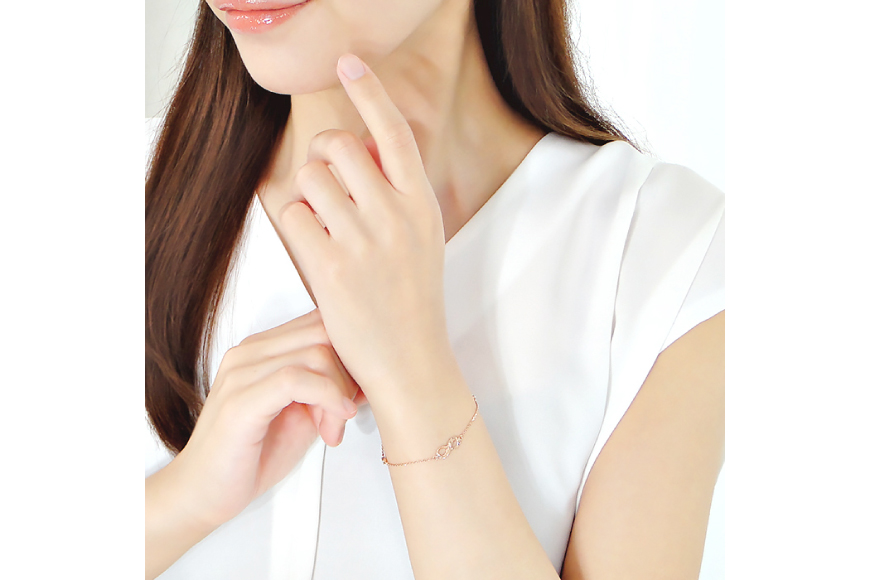 ハワイアンジュエリー ブレスレット K18PG ピンクゴールド ダイヤモンド 0.2ct 無限大 ∞ インフィニティ 18金 手彫り彫刻 チェーンブレスレット アクセサリー アクセ ジュエリー 【f184-k18pg】 [オーダーメイドジュエリーメイ 山梨県 韮崎市 20745206]