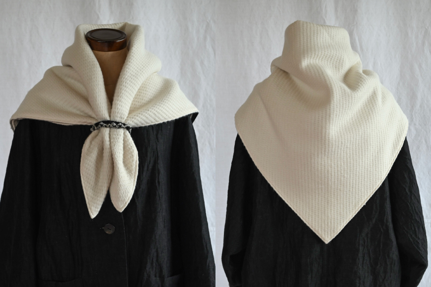 ストール 二重織地 オーガニックコットン 1点 [YK衣服製作室 山梨県 韮崎市 20745314] リバーシブル大判ストール 一点物 防寒 巻物 手作り ハンドメイド ファッション