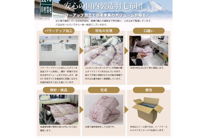 羽毛布団 掛け布団 マザーグースダウン95％ 【セミダブル】 1.4kg ポーランド産 青 / 川村羽毛 / 山梨県 韮崎市 [20743230] プレミアムゴールドラベル 羽毛掛け布団 布団 440dp 収納袋付