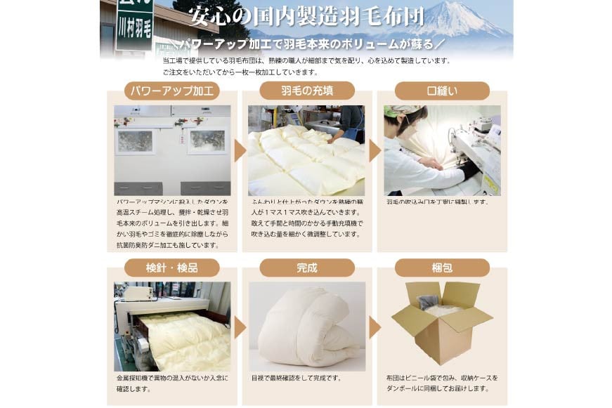 【冬用】 羽毛布団 本掛け セミダブル マザーグースダウン 95％ ポーランド産 1.3kg 100×140番手 サテン グランミュゼ ( 無地 アイボリー ) [川村羽毛 山梨県 韮崎市 20743651] 布団 日本製 羽毛 ダウン