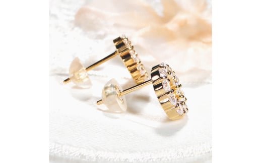 ピアス K18YG ゴールド ダイヤ 0.8ct サークル ラウンドモチーフ スタッドピアス【f208-k18yg】 [株式会社オーダーメイドジュエリーメイ 山梨県 韮崎市 20742664] アクセサリー アクセ ジュエリー ダイヤモンド