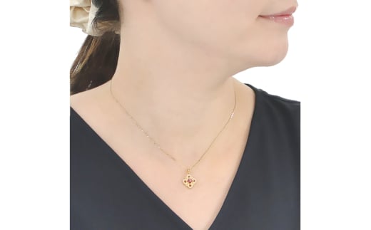 ネックレス K18YGイエローゴールド ダイヤモンド 0.15ct ルビー スクエア クローバー ペンダント 18金 菱形【f271-k18yg-ru】 [株式会社オーダーメイドジュエリーメイ 山梨県 韮崎市 20742926] アクセサリー アクセ ジュエリー