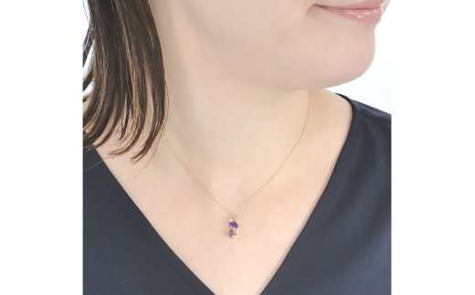 ネックレス K18YG イエローゴールド アメジスト ダイヤモンド 0.04ct 【f267-am-k18yg】 [オーダーメイドジュエリーメイ 山梨県 韮崎市 20742929] ペンダント ジュエリー アクセサリー ダイヤ K18 18金 宝石