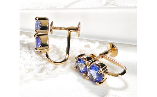 イヤリング K18YG イエローゴールド タンザナイト 約3ct 1ペア 【f205-k18yg】 / オーダーメイドジュエリーメイ / 山梨県 韮崎市 [20743567] アクセサリー ジュエリー 大粒 ゴールド 金 ねじ式 18金