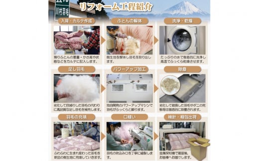 リフレッシュ 羽毛布団 掛け布団 シングル リフォーム クリーニング 布団洗浄 仕立て直し デラックス【ホワイトダックダウン90％ 60サテン超長綿 青 柄おまかせ】 布団打ち直し 布団リフォーム リフレッシュサービス 布団 羽毛 ふとん ダウン ダウンケット 羽毛ぶとん 打ち直し 抗菌防臭 [川村羽毛 山梨県 韮崎市 20743588]