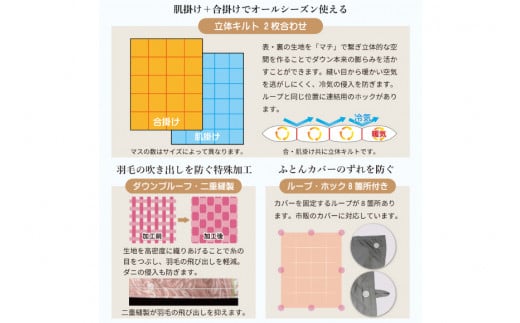 洗える 2枚合わせ 羽毛布団 【 シングル 】 (グレー)  抗菌防臭 ポーランド産 ホワイトグース 93％ [川村羽毛 山梨県 韮崎市 20743594] 布団 羽毛 肌掛け 合掛け オールシーズン 夏用 冬用 グース