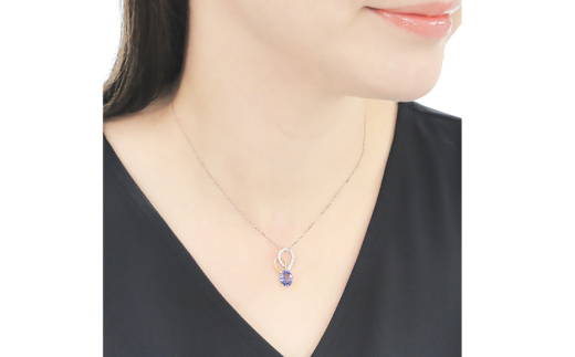 ネックレス K18YG PT900 イエローゴールド プラチナ コンビ 0.18ct ダイヤモンド タンザナイト 大粒 オーバル 誕生石 ハート ペンダント 大ぶり 【f274-ta-ygpt】 [オーダーメイドジュエリーメイ 山梨県 韮崎市 20745059]