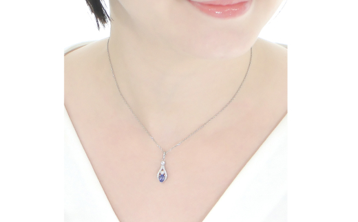 ペンダント ネックレス PT900 プラチナ 0.17ct ダイヤモンド タンザナイト しずく つゆ型 ミル アンティーク誕生石 大粒 ジュエリー 【f253-pt-ta】 [オーダーメイドジュエリーメイ 山梨県 韮崎市 20745065]