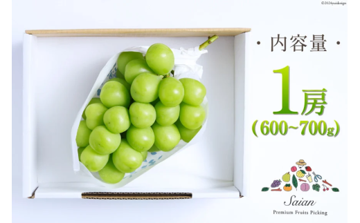 【2026年発送】先行受付 シャインマスカット 予約 1房 600 ～ 700g シャイン マスカット 山梨 フルーツ 果物 くだもの マスカット ブドウ ぶどう 葡萄 種無し 山梨県産 期間限定 季節限定 冷蔵 [斎庵 山梨県 韮崎市 20745279]