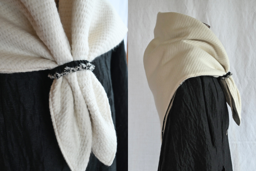 ストール 二重織地 オーガニックコットン 1点 [YK衣服製作室 山梨県 韮崎市 20745314] リバーシブル大判ストール 一点物 防寒 巻物 手作り ハンドメイド ファッション