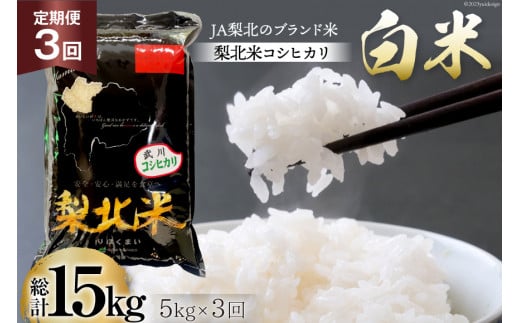 【定期便】【3回 米 定期便 】 武川米 コシヒカリ 5kg×3回 総計15kg [梨北農業協同組合 山梨県 韮崎市 20743671] こしひかり お米 おこめ こめ コメ 精米 15キロ ご飯 ごはん 白米 国産 JA梨北