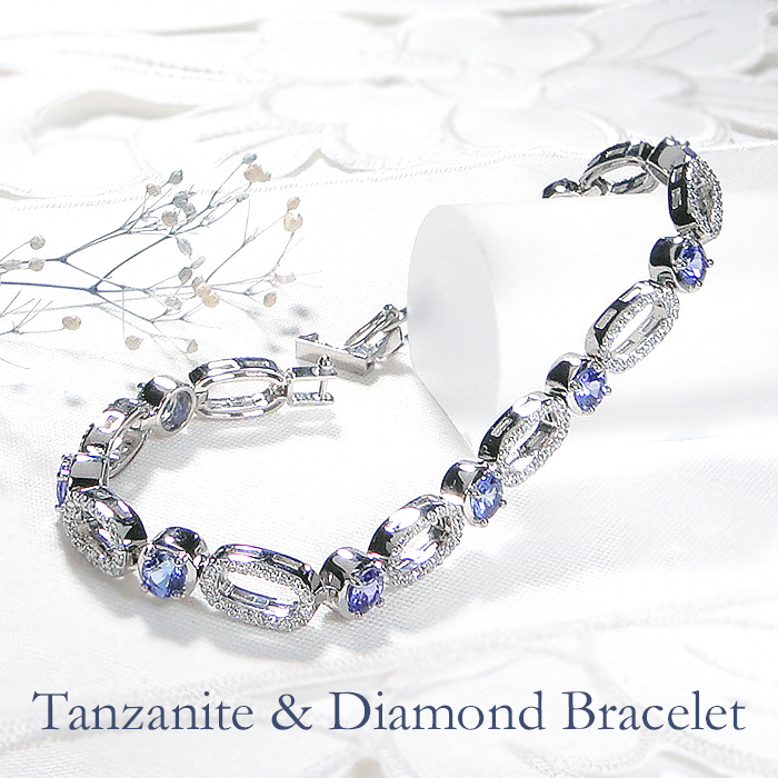 ブレスレット プラチナ PT900 ダイヤモンド 1.2ct タンザナイト ラウンド エリプス ダイヤブレスレット ゴージャス 丸 楕円 12月 誕生石 豪華 レディース ジュエリー【f293-ta-pt】 ALPAZ178
