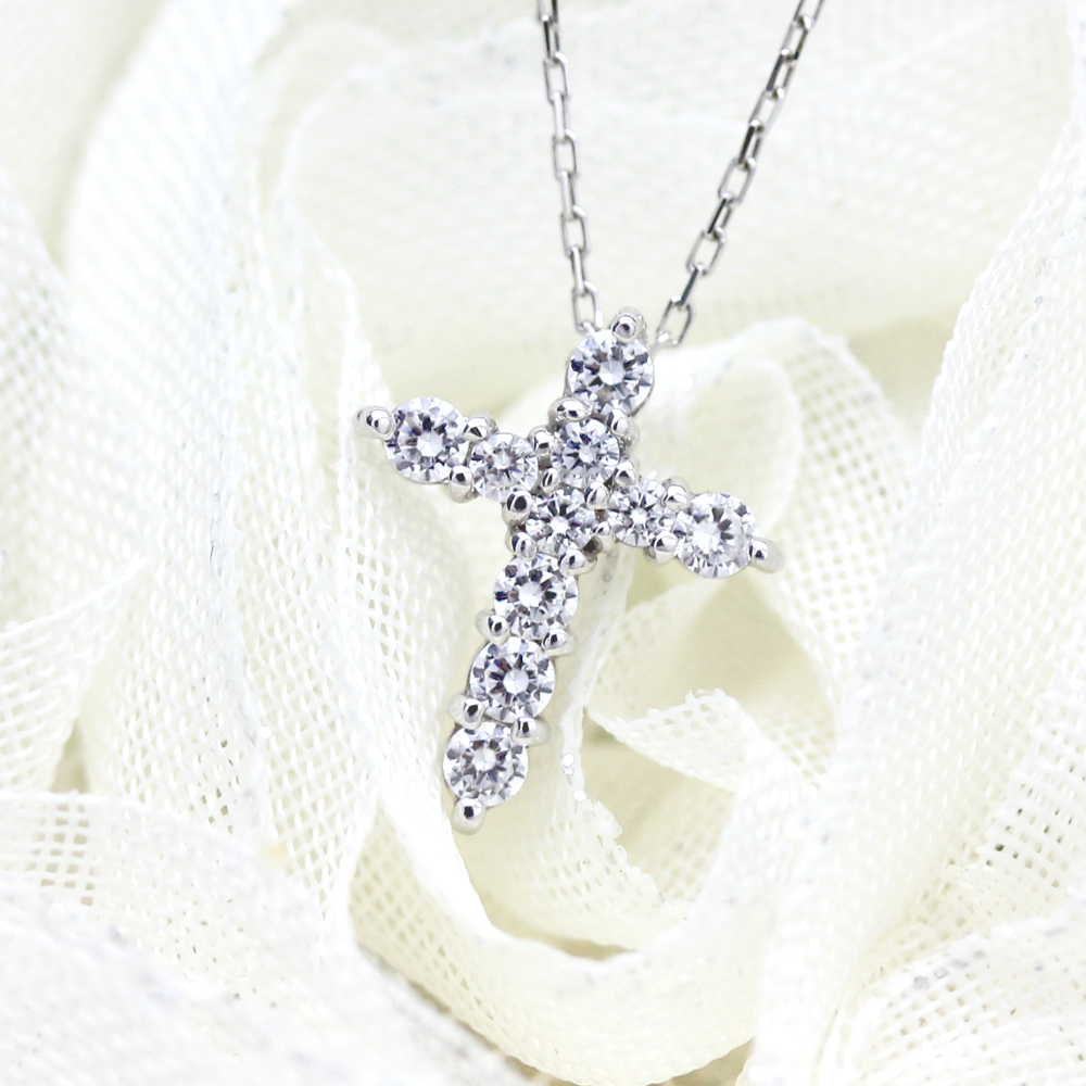 ネックレス プラチナ PT900 ダイヤモンド 0.2ct 10石 スイートテン クロス 十字架 ペンダント クリスマス ジュエリー【f022-pt】ALPAZ184