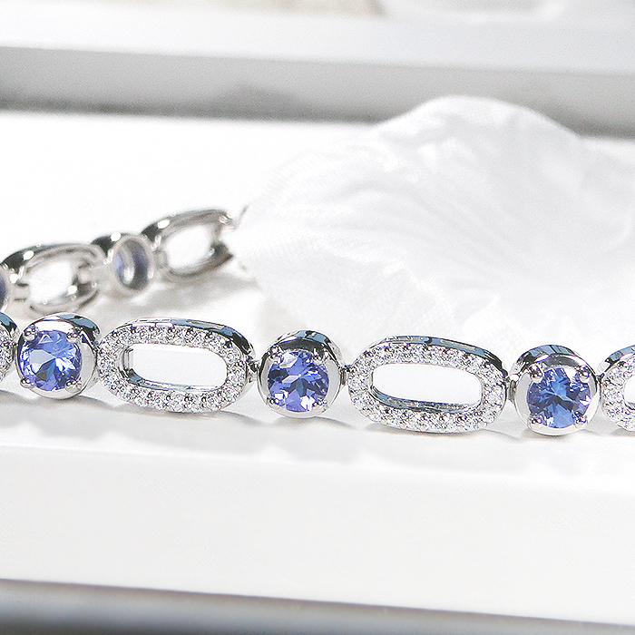 ブレスレット プラチナ PT900 ダイヤモンド 1.2ct タンザナイト ラウンド エリプス ダイヤブレスレット ゴージャス 丸 楕円 12月 誕生石 豪華 レディース ジュエリー【f293-ta-pt】 ALPAZ178