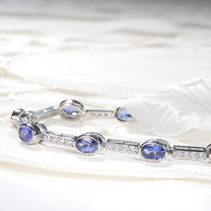 ブレスレット プラチナ Pt900 ダイヤモンド 0.8ct タンザナイト エリプス ステーション ダイヤブレスレット ゴージャス 楕円 タンザナイトブレスレット 12月 誕生石 豪華 レディース ジュエリー【f294-ta-pt】 ALPAZ179
