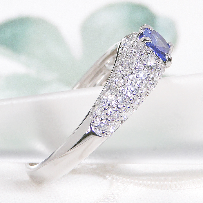 指輪 PT900 プラチナ リング オーバル タンザナイト ダイヤモンド 0.85ct パヴェ ダイヤ ジュエリー【f158-pt-ta】ALPAZ181