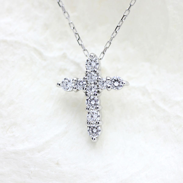 ネックレス プラチナ PT900 ダイヤモンド 0.2ct 10石 スイートテン クロス 十字架 ペンダント クリスマス ジュエリー【f022-pt】ALPAZ184