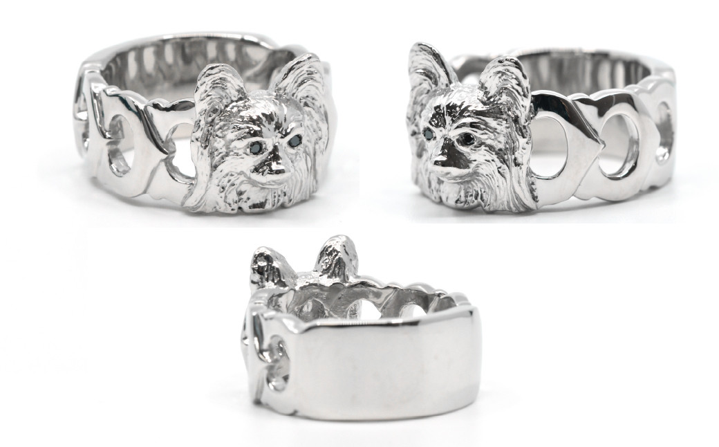 純プラチナ製(Pt999) 『パピヨン』ブラックダイヤ入りリング ALPER001