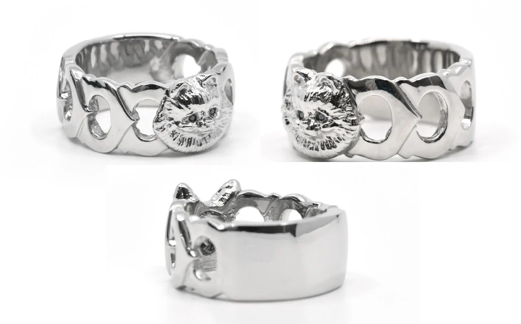 純プラチナ製(Pt999) 『ポメラニアン』ブラックダイヤ入りリング ALPER004