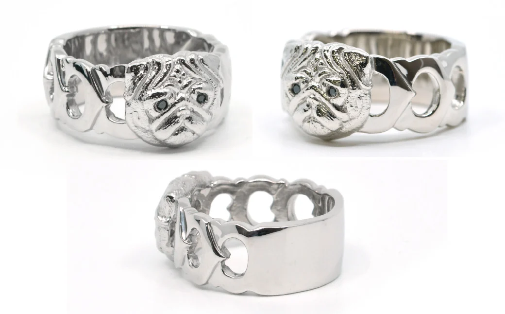 純プラチナ製(Pt999) 『パグ』ブラックダイヤ入りリング ALPER005