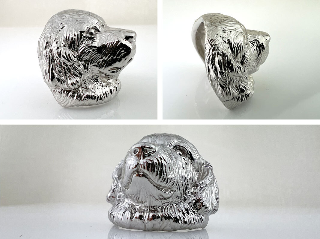 純プラチナ製(Pt999) 『ゴールデン・レトリバー』レリーフオブジェ ALPER025