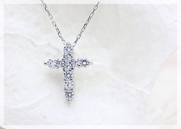 ネックレス プラチナ PT900 ダイヤモンド 0.2ct 10石 スイートテン クロス 十字架 ペンダント クリスマス ジュエリー【f022-pt】ALPAZ184