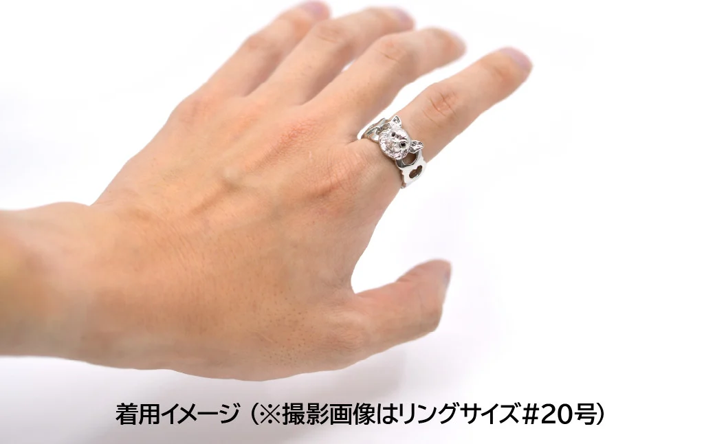 純プラチナ製(Pt999) 『チワワ』ブラックダイヤ入りリング ALPER002