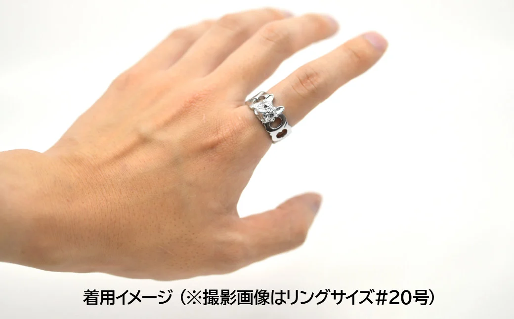 純プラチナ製(Pt999) 『フレンチブルドッグ』ブラックダイヤ入りリング ALPER003