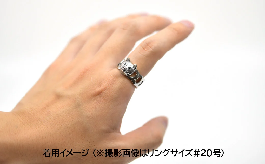 純プラチナ製(Pt999) 『柴犬』ブラックダイヤ入りリング ALPER007