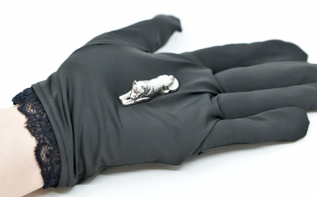 純プラチナ製(Pt999) 『シベリアンハスキー』オブジェ ALPER026