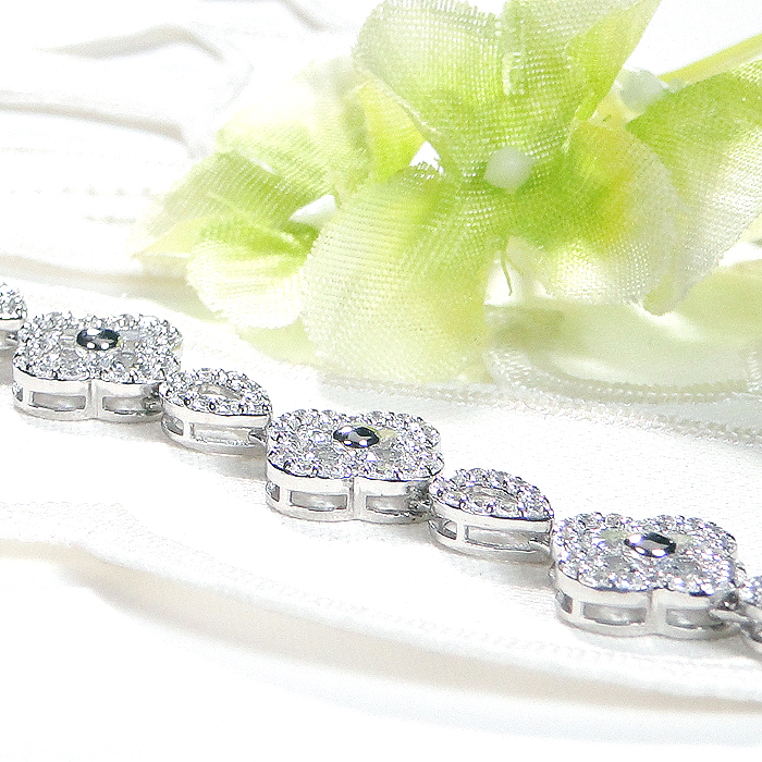 ブレスレット プラチナ Pt900 ダイヤモンド 4.5ct クローバー ドロップ モチーフ テニスブレスレット ゴージャス ダイヤモンドブレス ダイヤブレスレット 腕輪 四つ葉 豪華 レディース ジュエリー【291-d-pt】 ALPAZ173