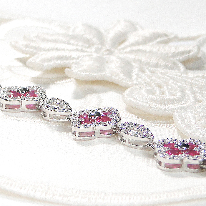 ブレスレット プラチナ PT900 ダイヤモンド 1.8ct ルビー クローバー ドロップ モチーフ テニスブレスレット ゴージャス ダイヤモンドブレス ルビー 7月 誕生石 四つ葉 豪華 レディース ジュエリー【f291-rd-pt】 ALPAZ175