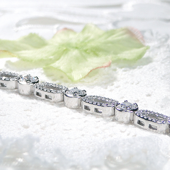 ブレスレット プラチナ PT900 ダイヤモンド 3.2ct ラウンド エリプス ダイヤブレスレット ゴージャス 丸 楕円 ダイヤモンドブレス 豪華 レディース ジュエリー【f293-d-pt】 ALPAZ177