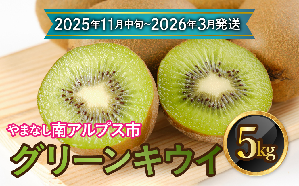 【先行予約】【2025年11月中旬～2026年3月下旬発送分】山梨県南アルプス市産　グリーンキウイ　約5ｋｇ ALPAH037ｰB