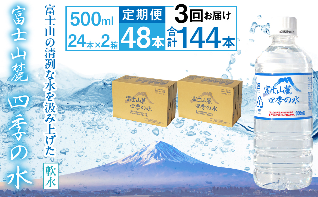 【3ヶ月定期便】富士山麓 四季の水／500ml×2箱・ミネラルウォーター ALPAI048