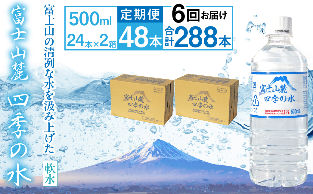 【6ヶ月定期便】富士山麓 四季の水／500ml×2箱・ミネラルウォーター ALPAI049