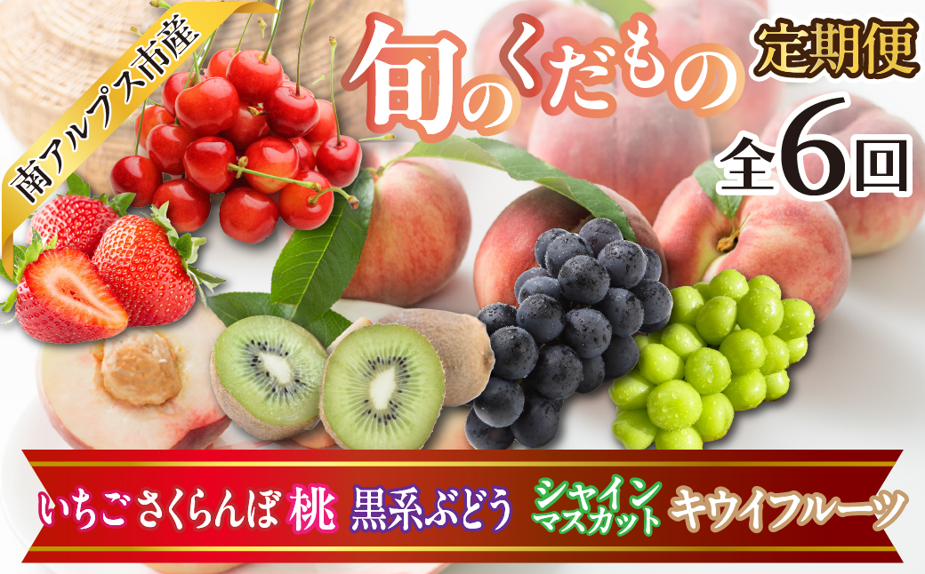 旬のくだもの定期便＜年6回＞(いちご・さくらんぼ・桃・黒系ぶどう・シャインマスカット・キウイフルーツ)　ALPAJ066