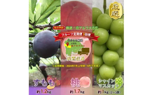 ＜2026年発送分先行予約＞厳選！南アルプス市産　『フルーツ定期３回便』