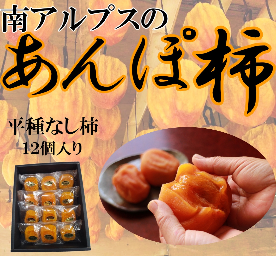 ＜2026年発送分先行予約＞山梨県南アルプス市産　あんぽ柿（平種柿）　大玉12個　化粧箱入り ALPAH006
