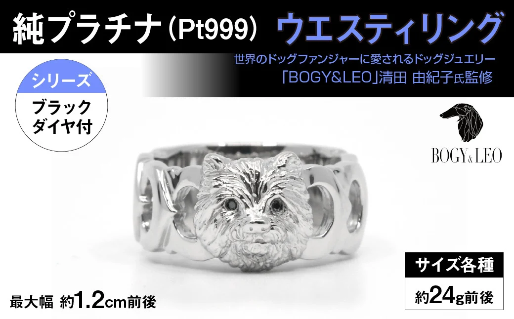 純プラチナ製(Pt999) 『ウエスティ』ブラックダイヤ入りリング ALPER006