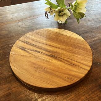 【2026年1月下旬以降順次出荷予定】無垢　チーク材　ラウンドカッティングボード２５ｃｍ
