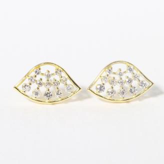 K18　扇形ダイヤモンドピアス　0.20ct　　BQ68