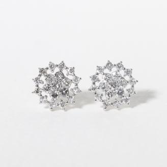 プラチナフラワーダイヤモンドピアス　0.40ct　　BQ71