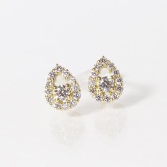 K18　 しずく取り巻きダイヤモンドピアス　0.20ct　　BQ85